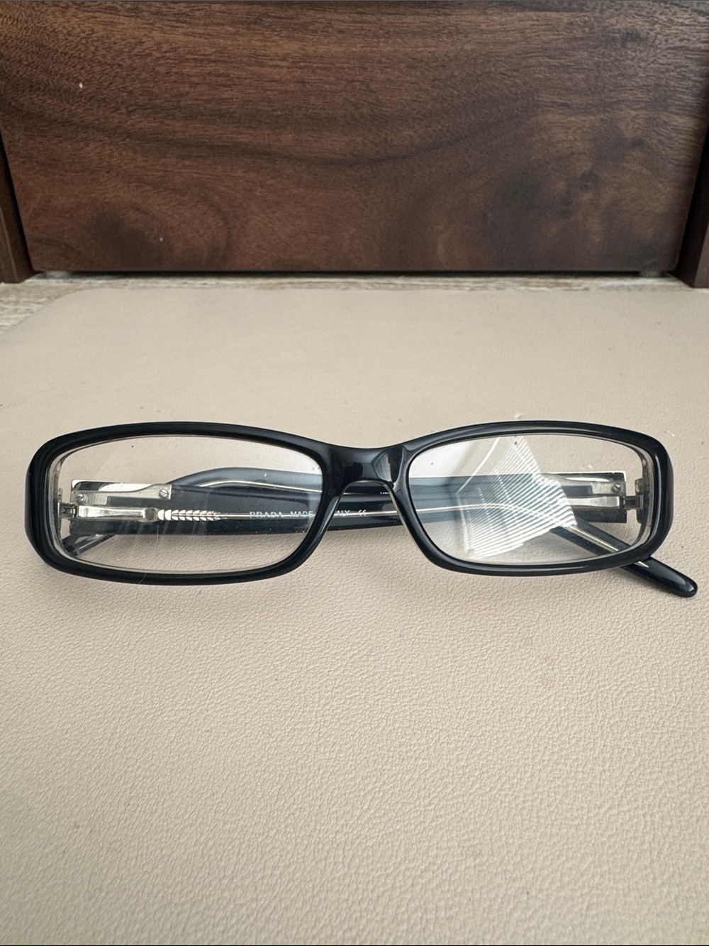 Prada Black Rectangular Optical Glasses with original box